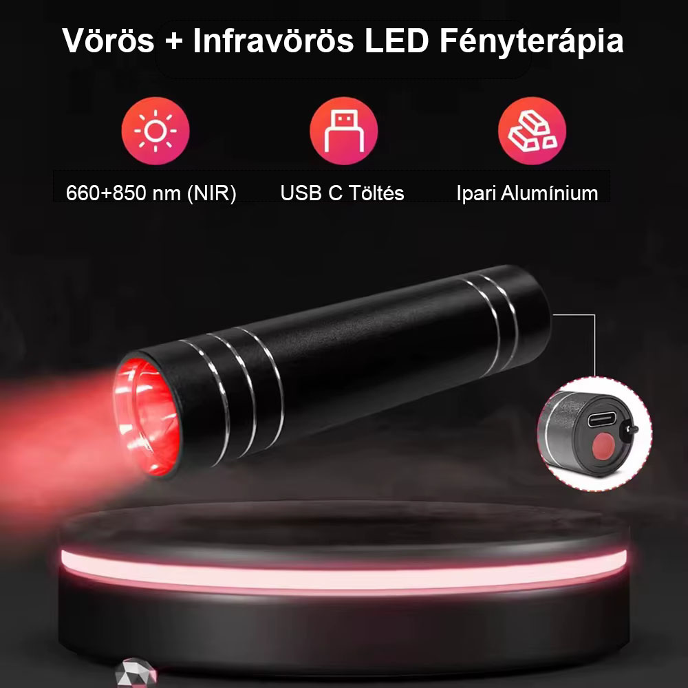 Vörös fényterápiás LED kompakt készülék
